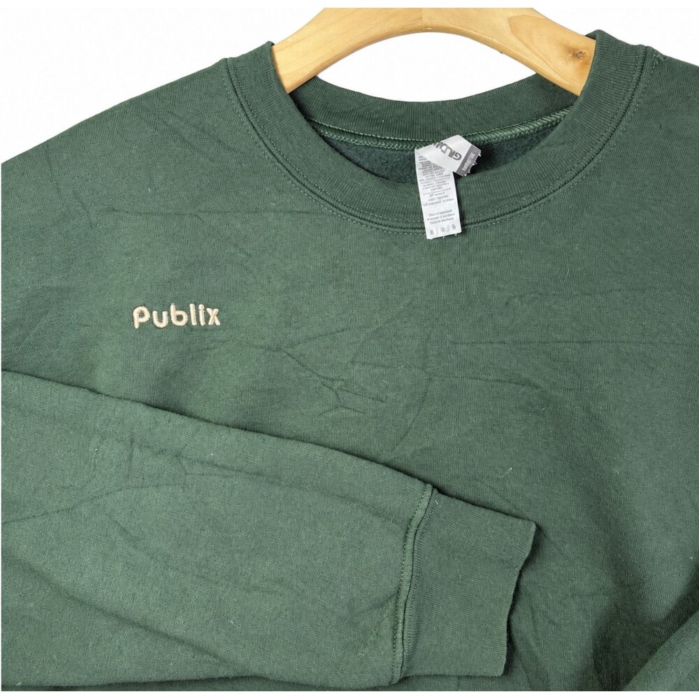 Publix Sweatshirt Mens Medium Green Pullover Embroidered Logo Employee Workwear